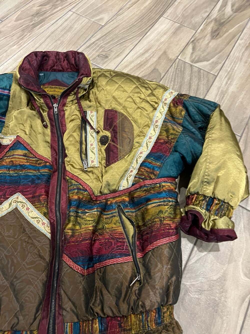 Gallery Vintage Quilted Patchwork Bomber Jacket Size M - Picture 3 of 5